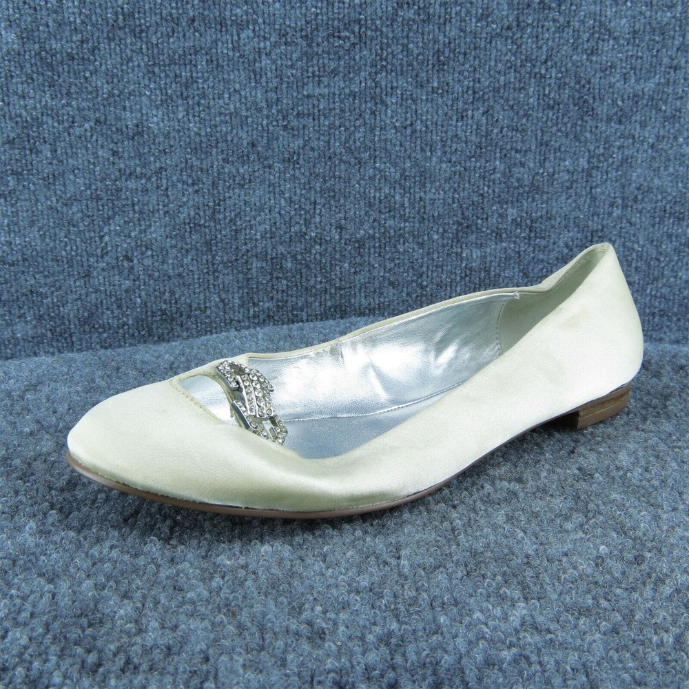 Martinez Valero Women Flat Shoes Beige Fabric Slip On Size 8.5 Medium